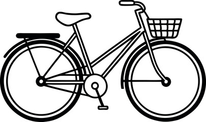 Illustration of a Stylish Bicycle with a Front Basket in Minimalist Design