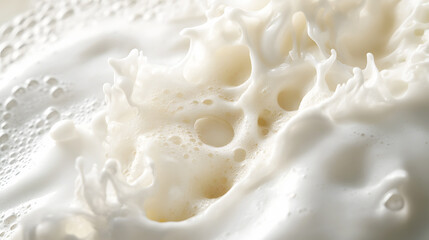 visual of creamy white foam from a body wash cascading down the skin, showcasing its soothing and nourishing effects