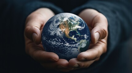 Holding the Fragile Earth in Caring Hands A Symbol of Environmental Stewardship and Sustainability