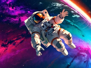 Astronaut Floating in a Cosmic Landscape