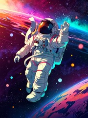 Astronaut Floating in a Cosmic Landscape