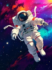 Astronaut Floating in a Cosmic Landscape