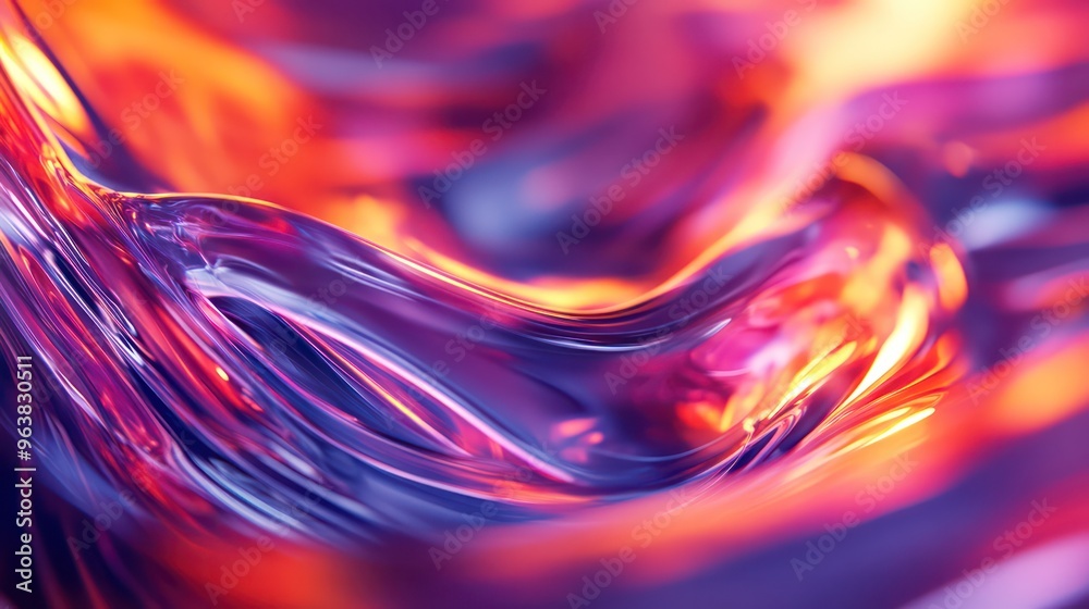 Aufkleber a colorful, abstract painting of a wave with a metallic sheen. the colors are vibrant and the textur