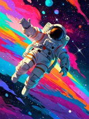 Fototapeta premium Astronaut Floating in a Cosmic Landscape