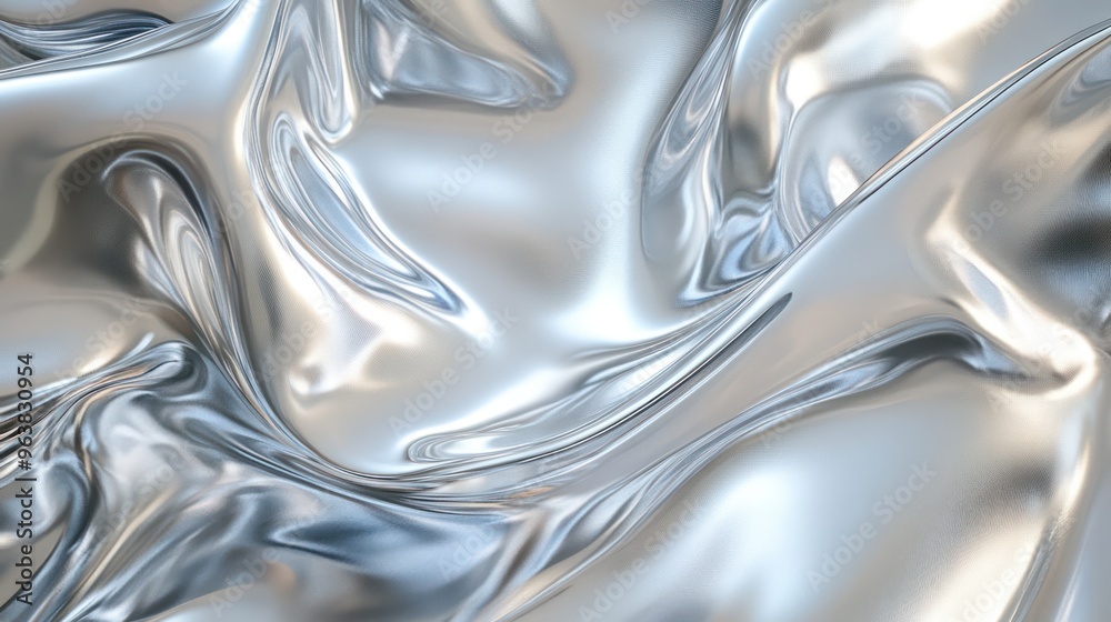 Leinwandbilder a shiny silver fabric with a pattern that looks like it's made of metal. the fabric is draped over a