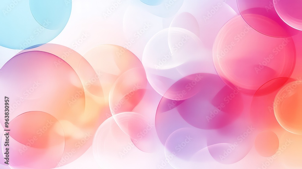 Poster A colorful background with pink and orange circles. The background is very bright and cheerful. The circles are of different sizes and colors, creating a sense of movement and energy