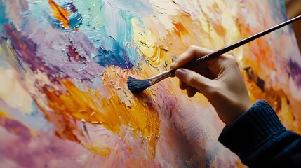 8. A person painting a canvas, creative expression
