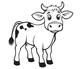 Cow cartoon isolated on white background cute cow coloring pages for children