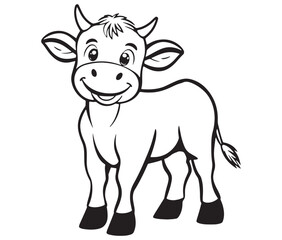 Cow cartoon isolated on white background cute cow coloring pages for children