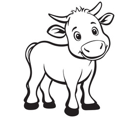 Cow cartoon isolated on white background cute cow coloring pages for children