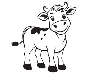 Cow cartoon isolated on white background cute cow coloring pages for children