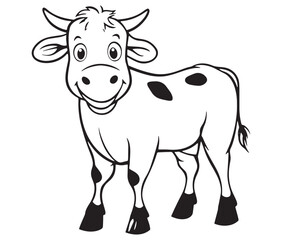Cow cartoon isolated on white background cute cow coloring pages for children