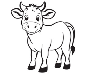 Fototapeta premium Cow cartoon isolated on white background cute cow coloring pages for children
