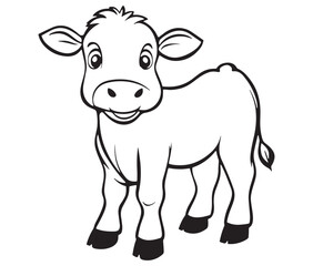 Cow cartoon isolated on white background cute cow coloring pages for children