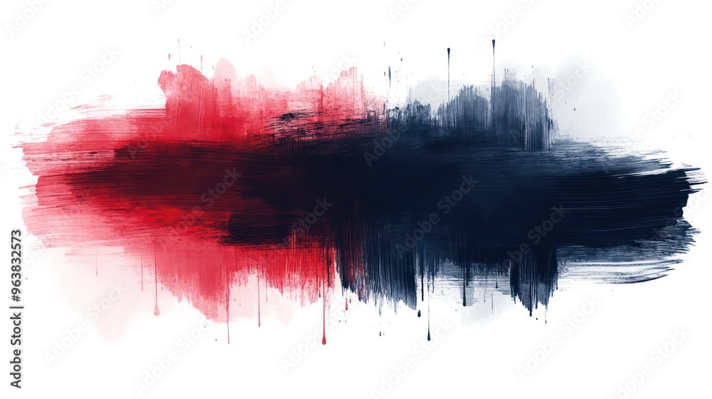 Aufkleber a red and blue brush stroke on a white background. the brush stroke is a mix of red and blue, creati