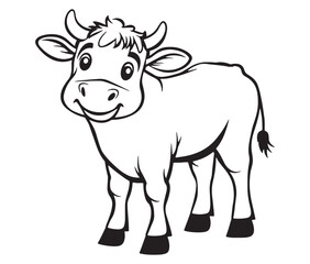 Fototapeta premium Cow cartoon isolated on white background cute cow coloring pages for children