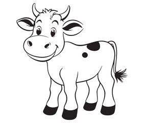Cow cartoon isolated on white background cute cow coloring pages for children
