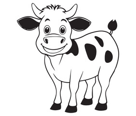 Cow cartoon isolated on white background cute cow coloring pages for children