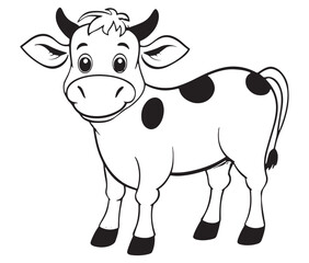 Cow cartoon isolated on white background cute cow coloring pages for children