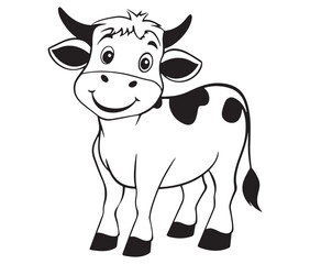 Cow cartoon isolated on white background cute cow coloring pages for children