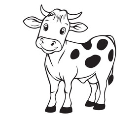 Cow cartoon isolated on white background cute cow coloring pages for children