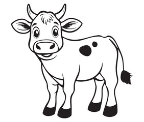 Cow cartoon isolated on white background cute cow coloring pages for children