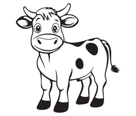 Cow cartoon isolated on white background cute cow coloring pages for children