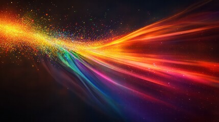 Obraz premium A colorful, swirling stream of light with a rainbow effect. The image is a vibrant and dynamic representation of energy and movement