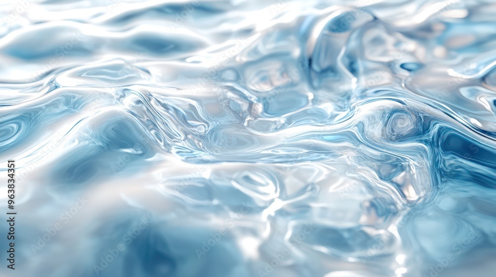Poster the image is of a body of water with a blue and white color scheme. the water appears to be calm and