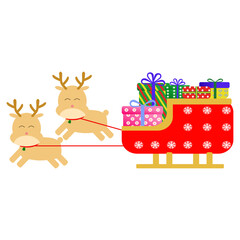 Reindeer and gift sleigh