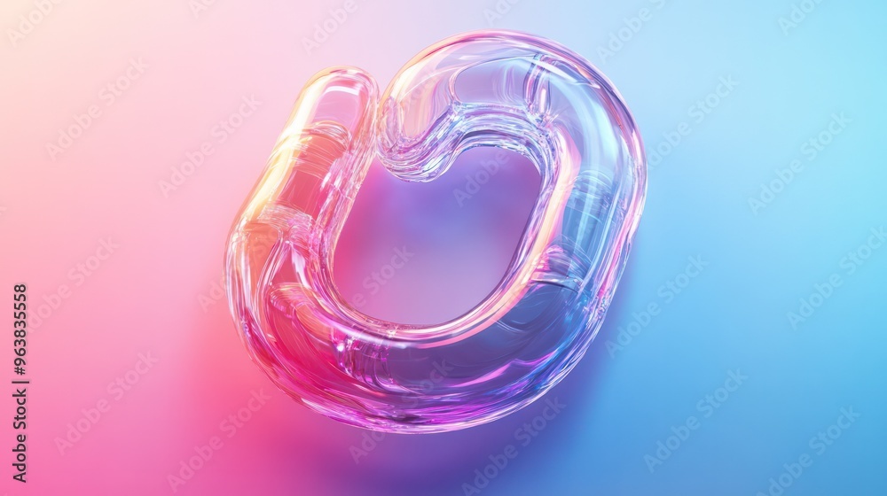 Poster a colorful, abstract, and somewhat twisted letter o. the image is a close up of the letter, with the