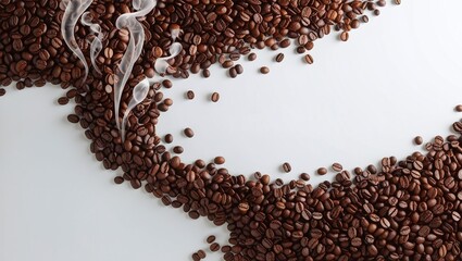 Naklejka premium Isolated brown coffee beans on white background, perfect for food or beverage packaging design
