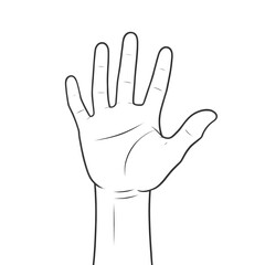illustration of a hand, black and white