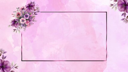 Wedding flower watercolor frame composition with floral background seamless loop animation - Powered by Adobe