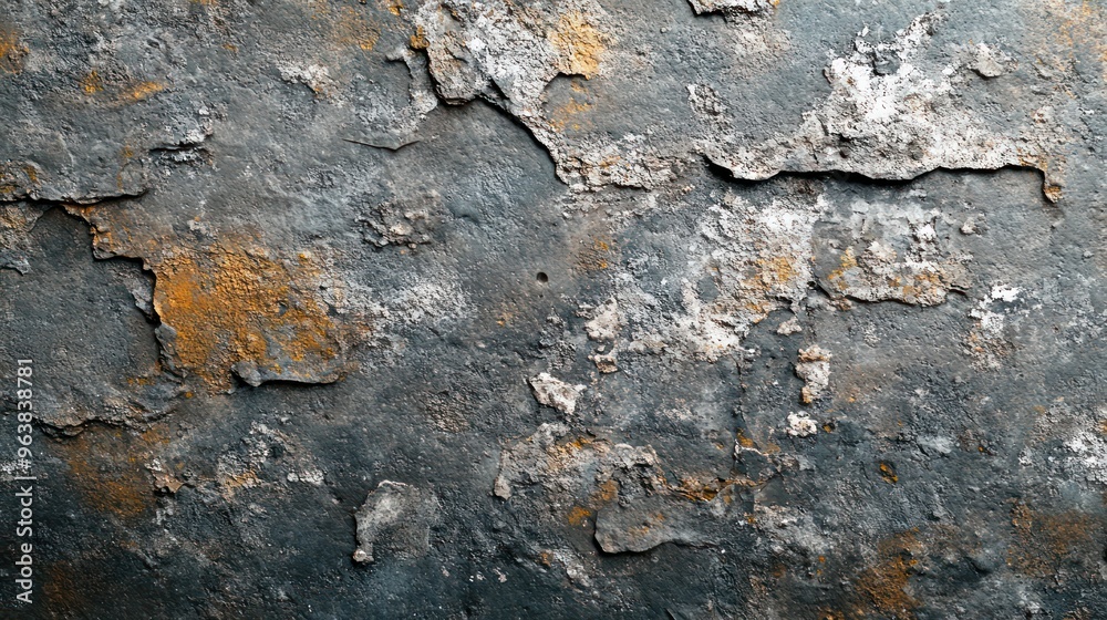 Poster a wall with a lot of cracks and holes. the wall is made of concrete and has a lot of rust