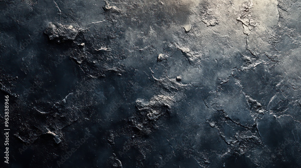 Poster a dark blue background with a few white specks. the background is a representation of the ocean