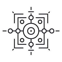 Fototapeta premium Abstract geometric design featuring interconnected shapes and lines in a symmetrical pattern.