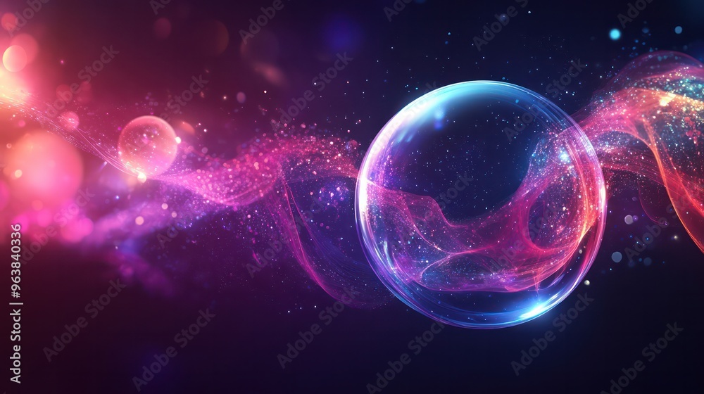Leinwandbilder a colorful swirl of light and dark colors with a large, glowing bubble in the middle. the bubble is 