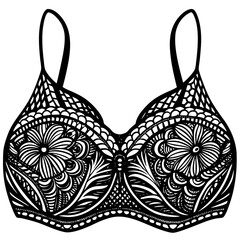 Vector line art illustration of women's bra