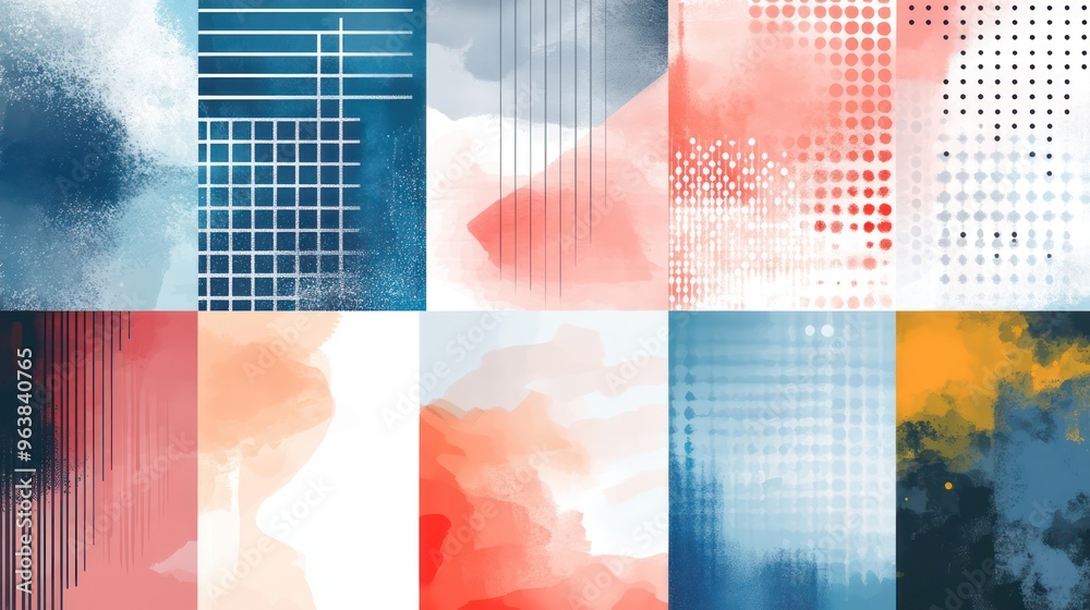 Leinwandbilder a series of abstract watercolor paintings with a variety of colors and patterns. the paintings are a