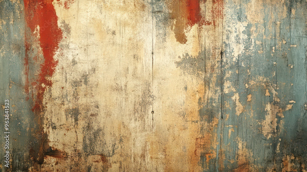 Aufkleber a wall with a lot of paint splatters and a few red splotches. the wall is made of wood and has a rou