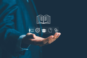 Education, E-learning technology concept. AI and machine learning enhance personalized learning. Technology course, business training. E-learning, online education, education, internet learning.