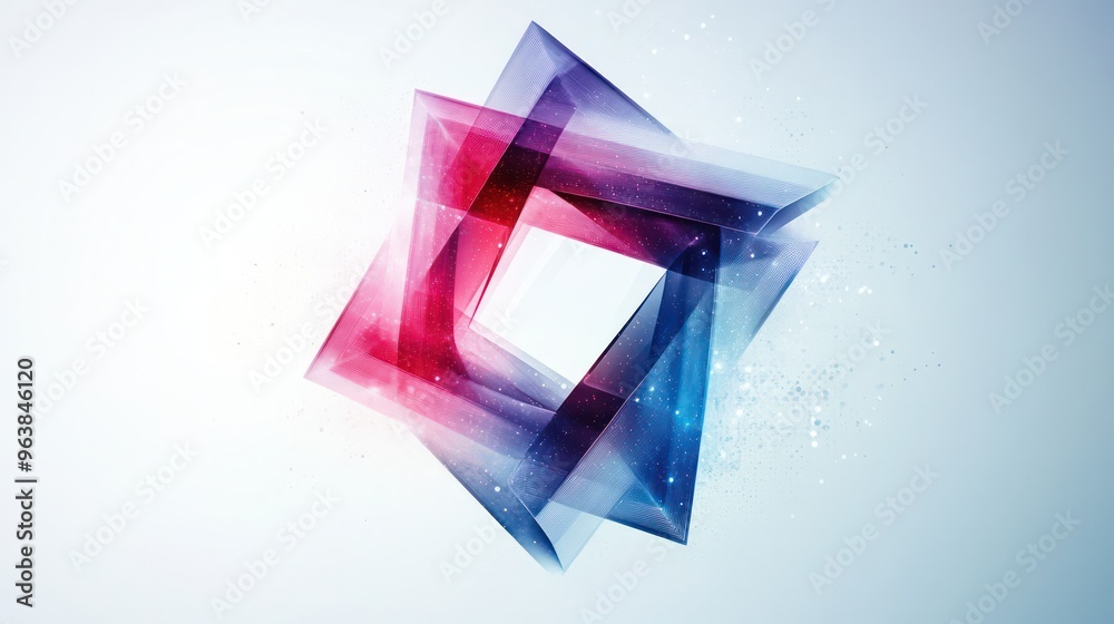 Fototapete A colorful square with a red triangle in the middle. The triangle is surrounded by a blue and purple square