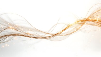 Modern 3D White Abstract background with Wavy Golden Lines