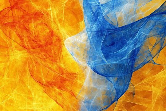 Planck constant wave diffraction and diffraction angle fiery glowing abstract textures in orange and blue creating a high contrast dynamic composition