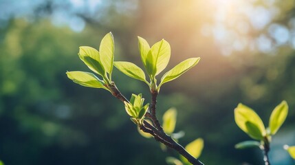 Obraz premium New leaves unfurling on a tree branch