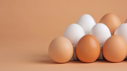 Fototapeta premium Variety of Brown and White Eggs Displayed