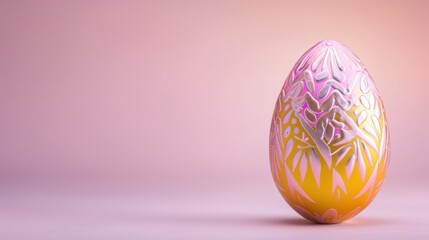 Artistic Easter Egg on Pink Background