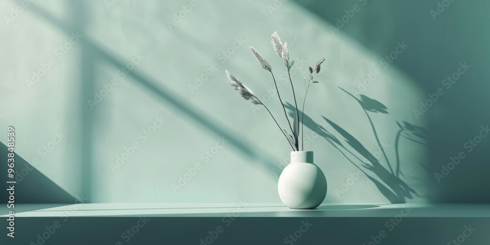 Wall mural a minimalist background using a soft teal color. the background should be plain and smooth, perfect 