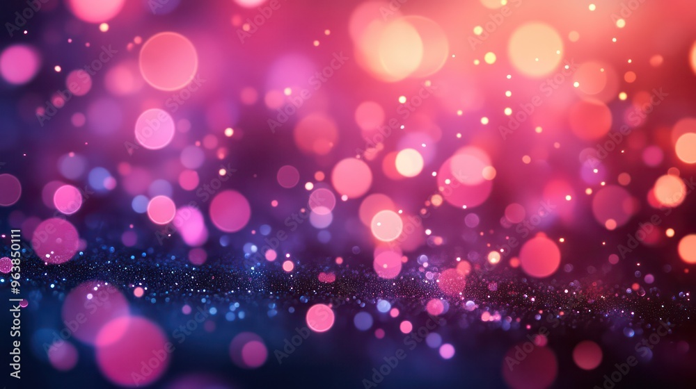 Poster A colorful background with many small circles. The background is pink and blue. The circles are of different sizes and colors